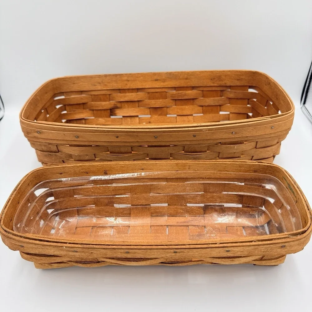 VTG Longaberger Basket Lot 2 Bread Loaf Woven Wood Farmhouse Cottage Decor